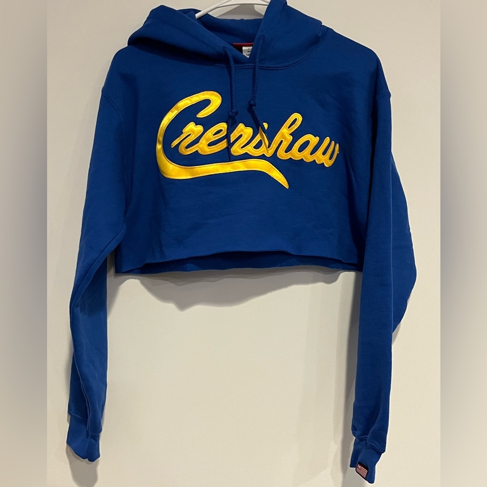 The Marathon (Clothing) Crenshaw Royal Blue & Yellow Cropped Hoodie Sweater